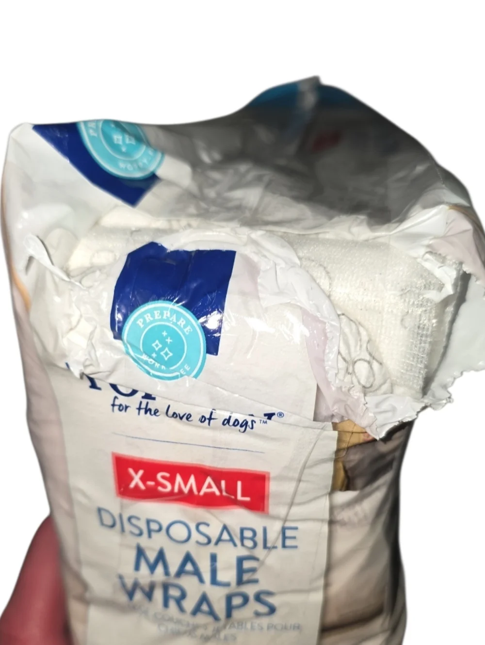 Top Paw X-Small Disposable Male Wraps - Blue and White